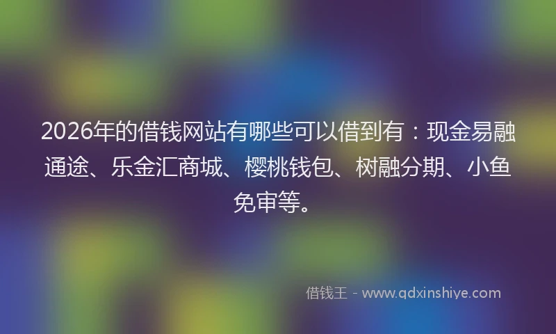 2026年的借钱网站有哪些可以借到有：现金易融通途、乐金汇商城、樱桃钱包、树融分期、小鱼免审等。