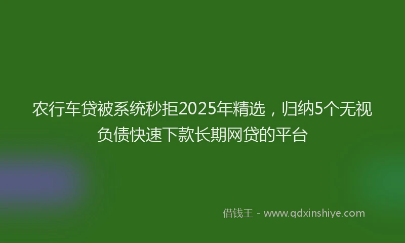 农行车贷被系统秒拒2025年精选，归纳5个无视负债快速下款长期网贷的平台