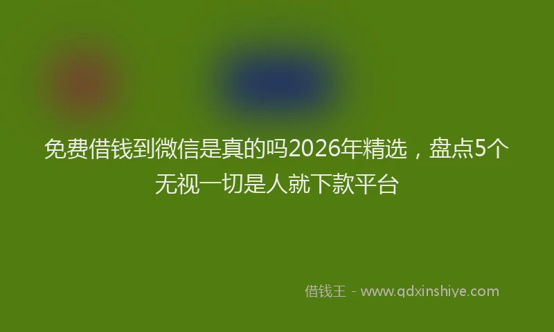 免费借钱到微信是真的吗2026年精选，盘点5个无视一切是人就下款平台