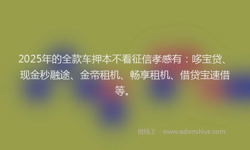 2025年的全款车押本不看征信孝感有：哆宝贷、现金秒融途、金帝租机、畅享租机、借贷宝速借等。