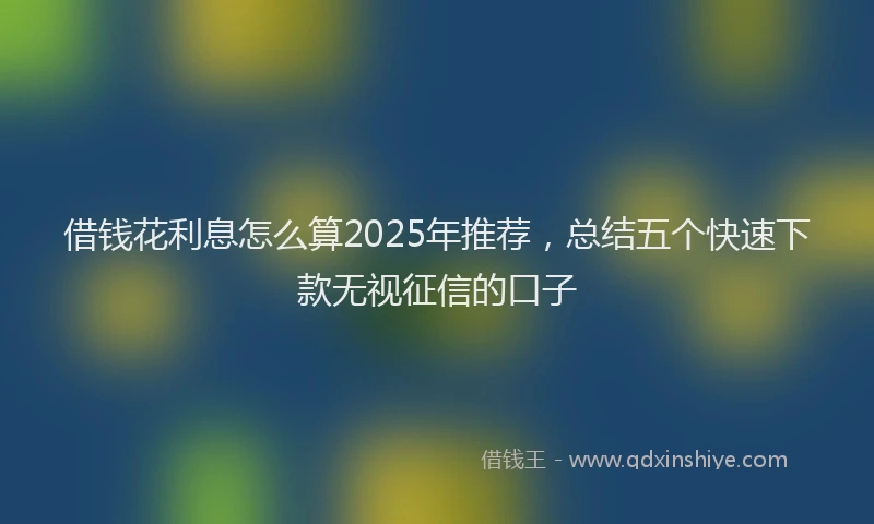 借钱花利息怎么算2025年推荐，总结五个快速下款无视征信的口子