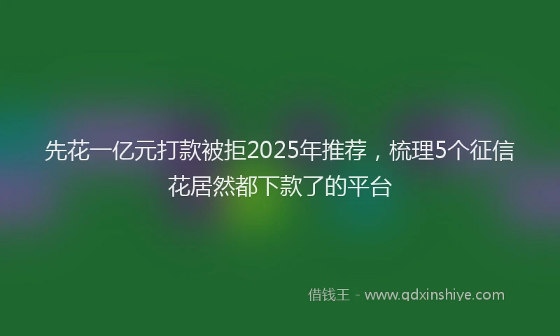 先花一亿元打款被拒2025年推荐，梳理5个征信花居然都下款了的平台