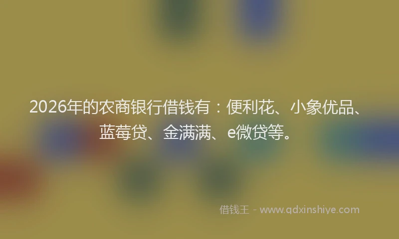 2026年的农商银行借钱有：便利花、小象优品、蓝莓贷、金满满、e微贷等。