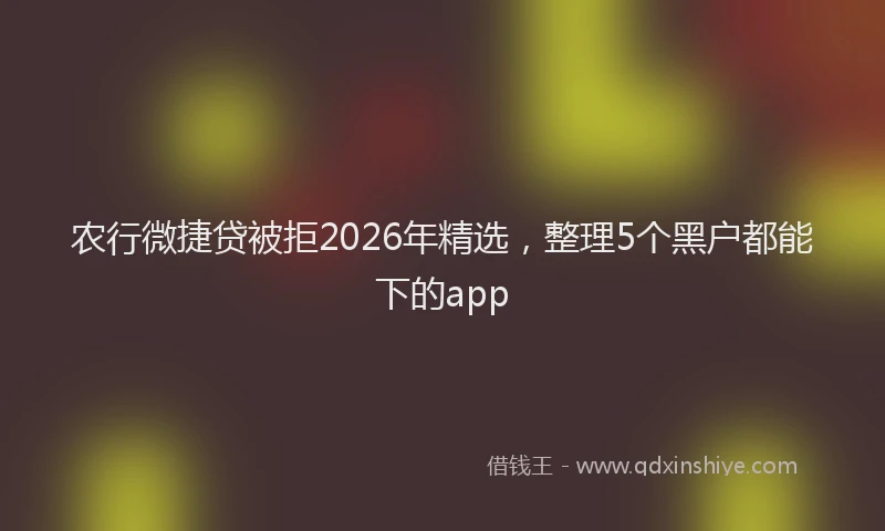 农行微捷贷被拒2026年精选，整理5个黑户都能下的app