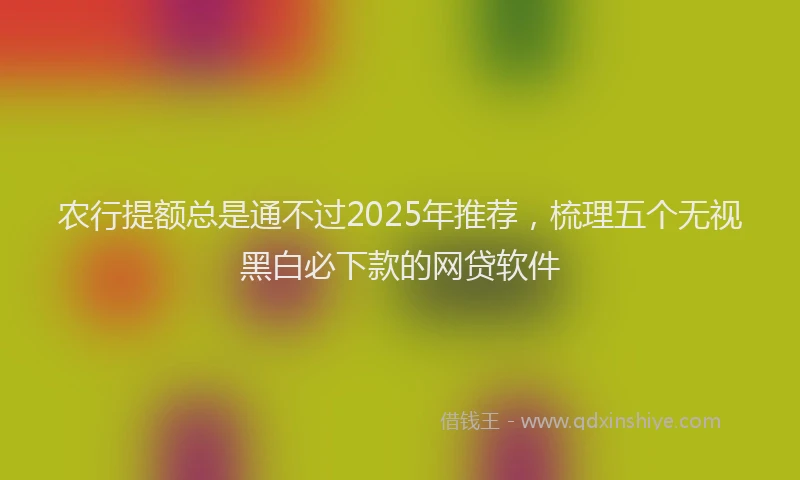 农行提额总是通不过2025年推荐，梳理五个无视黑白必下款的网贷软件