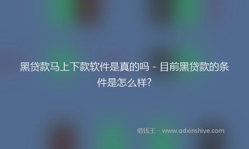 黑贷款马上下款软件是真的吗 - 目前黑贷款的条件是怎么样?