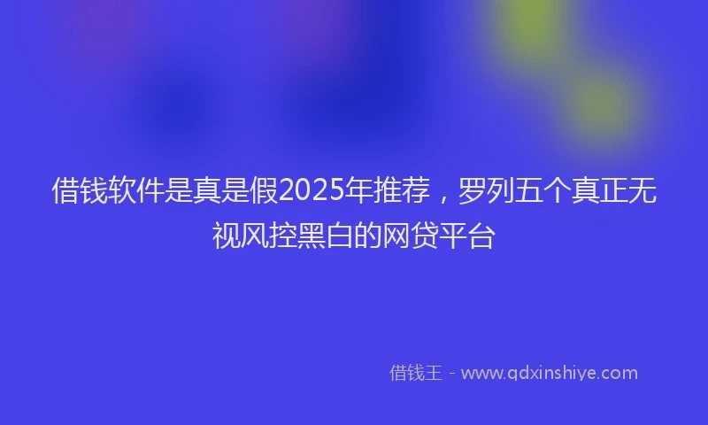 借钱软件是真是假2025年推荐，罗列五个真正无视风控黑白的网贷平台