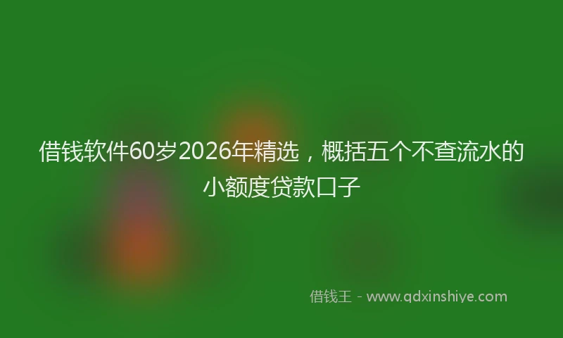 借钱软件60岁2026年精选，概括五个不查流水的小额度贷款口子