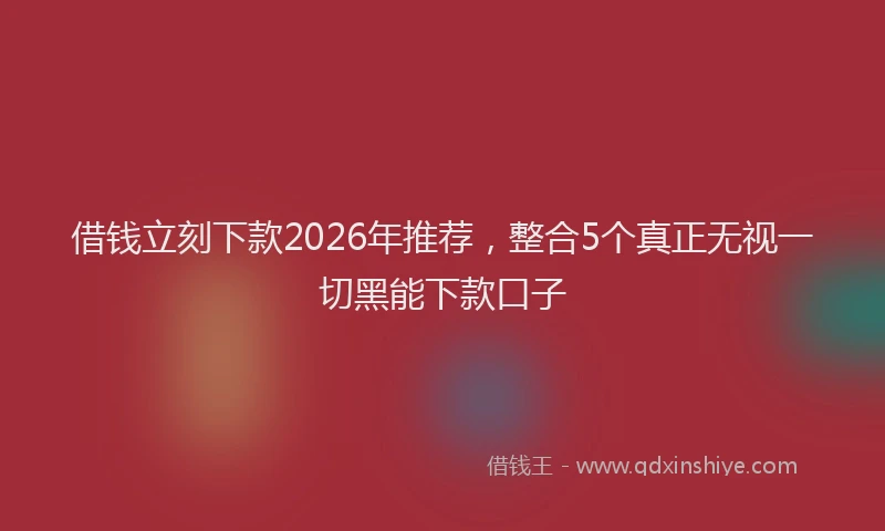 借钱立刻下款2026年推荐，整合5个真正无视一切黑能下款口子