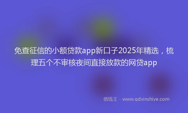 免查征信的小额贷款app新口子2025年精选,梳理五个不审核夜间直接放款的网贷app