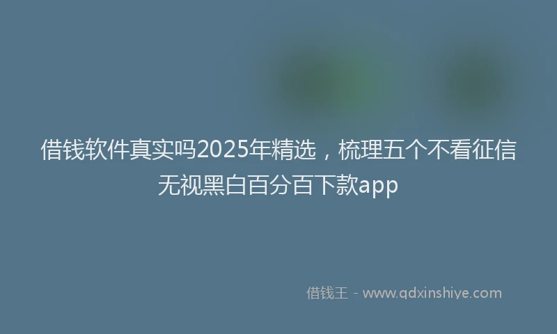 借钱软件真实吗2025年精选，梳理五个不看征信无视黑白百分百下款app