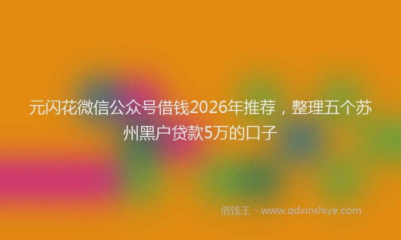 元闪花微信公众号借钱2026年推荐，整理五个苏州黑户贷款5万的口子