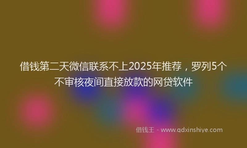 借钱第二天微信联系不上2025年推荐，罗列5个不审核夜间直接放款的网贷软件