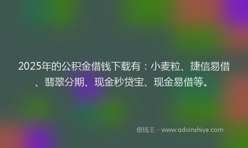 2025年的公积金借钱下载有：小麦粒、捷信易借、翡翠分期、现金秒贷宝、现金易借等。