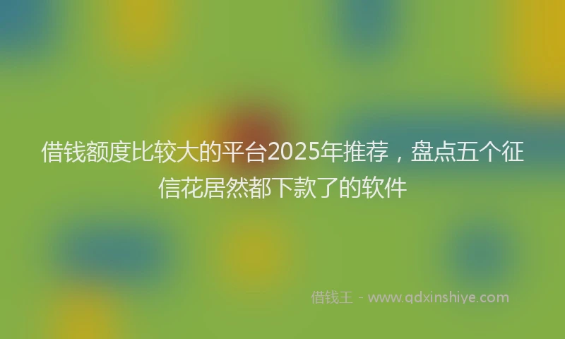 借钱额度比较大的平台2025年推荐，盘点五个征信花居然都下款了的软件