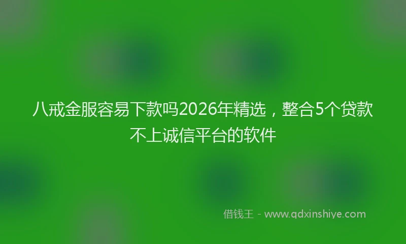 八戒金服容易下款吗2026年精选，整合5个贷款不上诚信平台的软件