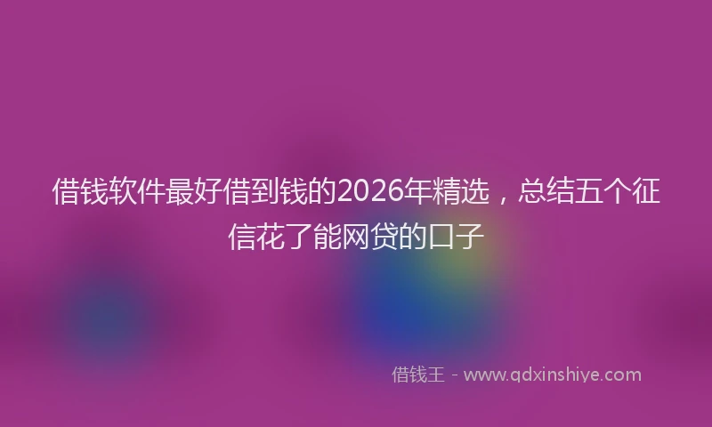 借钱软件最好借到钱的2026年精选，总结五个征信花了能网贷的口子