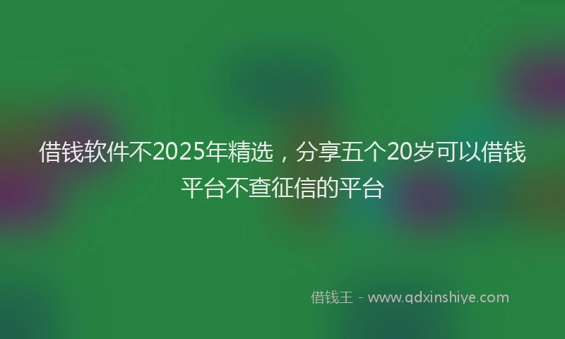借钱软件不2025年精选,分享五个20岁可以借钱平台不查征信的平台
