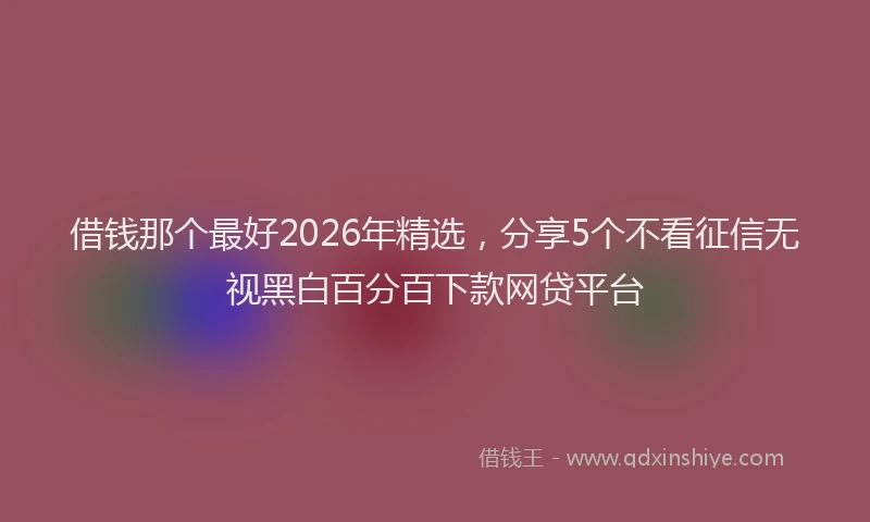 借钱那个最好2026年精选，分享5个不看征信无视黑白百分百下款网贷平台
