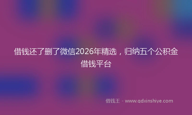 借钱还了删了微信2026年精选，归纳五个公积金借钱平台