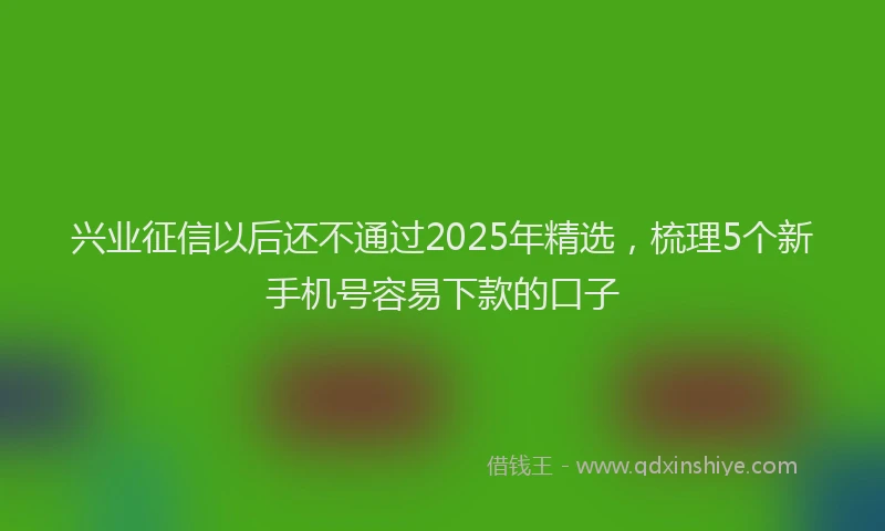 兴业征信以后还不通过2025年精选，梳理5个新手机号容易下款的口子
