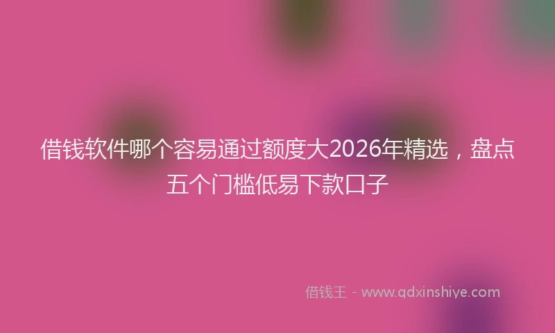借钱软件哪个容易通过额度大2026年精选,盘点五个门槛低易下款口子