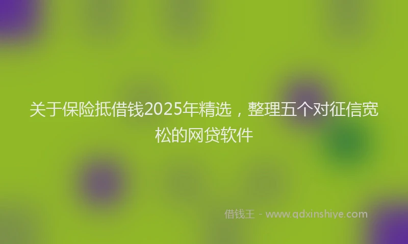 关于保险抵借钱2025年精选,整理五个对征信宽松的网贷软件