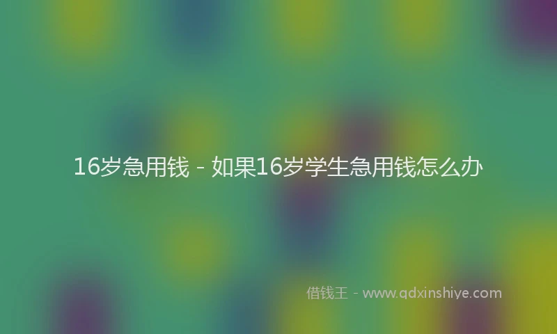 16岁急用钱 - 如果16岁学生急用钱怎么办