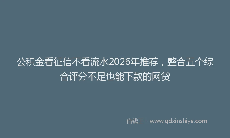 公积金看征信不看流水2026年推荐，整合五个综合评分不足也能下款的网贷