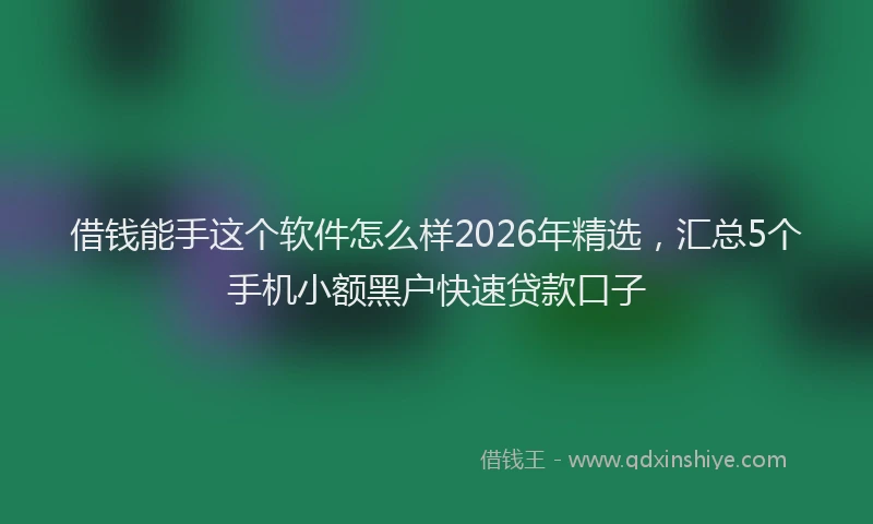 借钱能手这个软件怎么样2026年精选，汇总5个手机小额黑户快速贷款口子