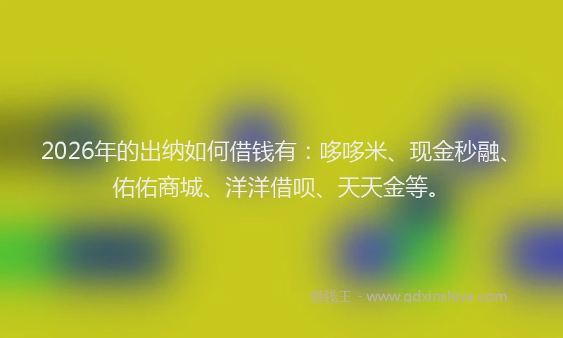 2026年的出纳如何借钱有：哆哆米、现金秒融、佑佑商城、洋洋借呗、天天金等。