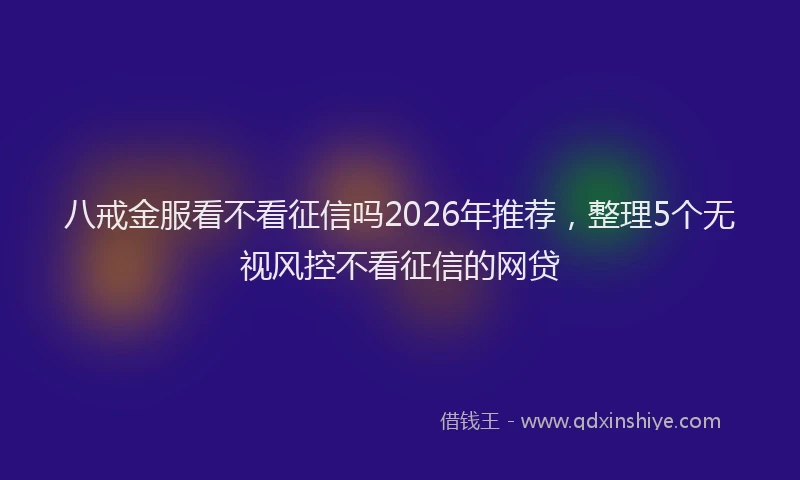 八戒金服看不看征信吗2026年推荐，整理5个无视风控不看征信的网贷