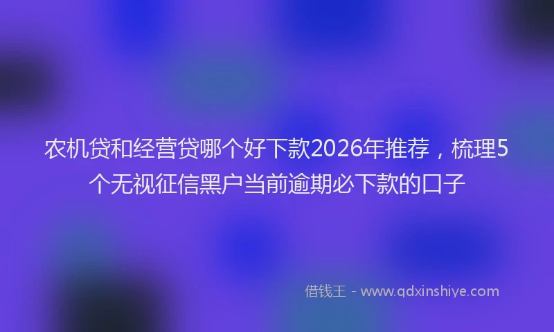 农机贷和经营贷哪个好下款2026年推荐，梳理5个无视征信黑户当前逾期必下款的口子