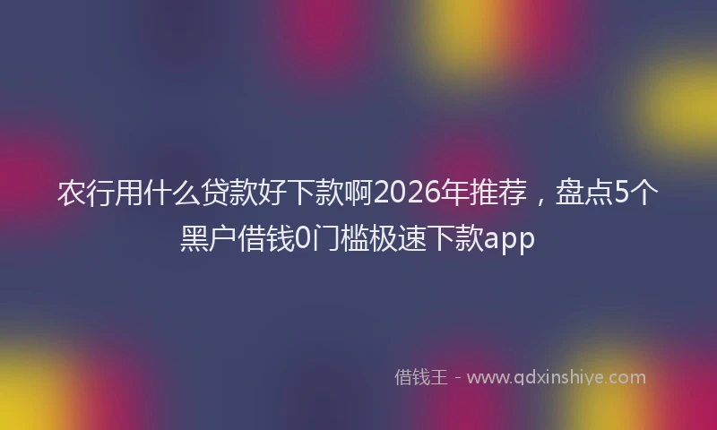 农行用什么贷款好下款啊2026年推荐，盘点5个黑户借钱0门槛极速下款app
