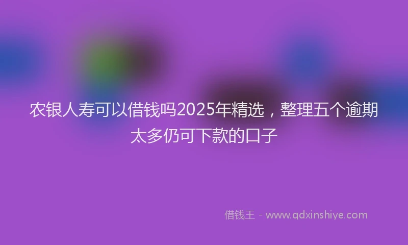 农银人寿可以借钱吗2025年精选，整理五个逾期太多仍可下款的口子