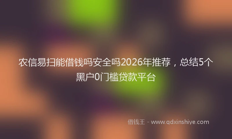 农信易扫能借钱吗安全吗2026年推荐，总结5个黑户0门槛贷款平台