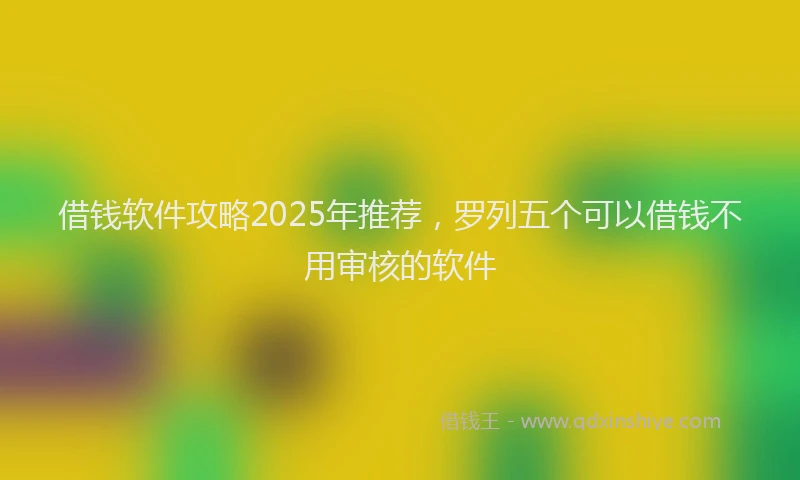 借钱软件攻略2025年推荐，罗列五个可以借钱不用审核的软件