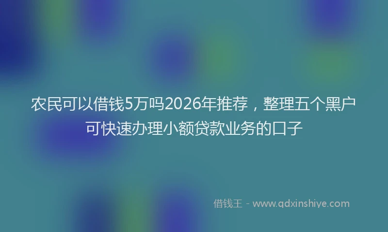 农民可以借钱5万吗2026年推荐,整理五个黑户可快速办理小额贷款业务的口子