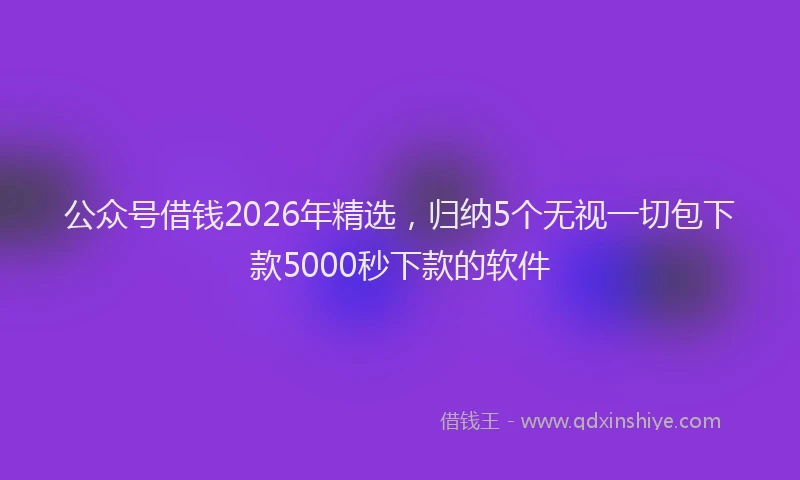 公众号借钱2026年精选，归纳5个无视一切包下款5000秒下款的软件