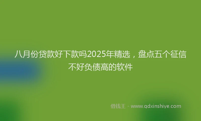 八月份贷款好下款吗2025年精选，盘点五个征信不好负债高的软件