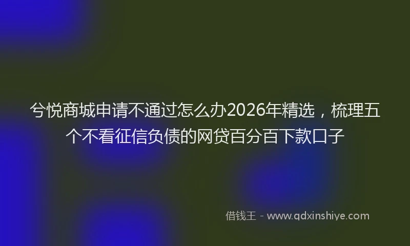 兮悦商城申请不通过怎么办2026年精选，梳理五个不看征信负债的网贷百分百下款口子