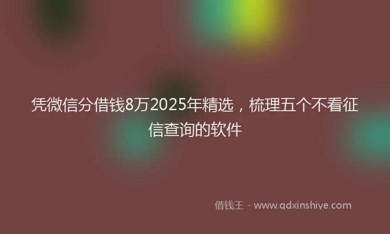 凭微信分借钱8万2025年精选，梳理五个不看征信查询的软件