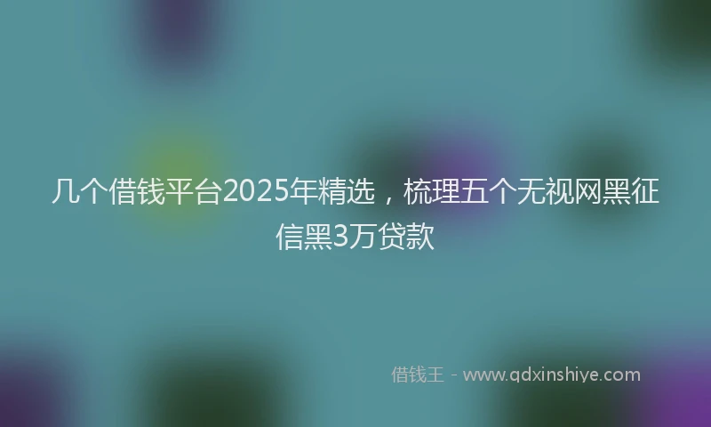 几个借钱平台2025年精选,梳理五个无视网黑征信黑3万贷款