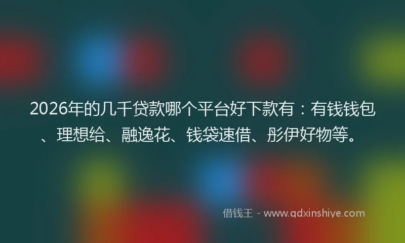 2026年的几千贷款哪个平台好下款有：有钱钱包、理想给、融逸花、钱袋速借、彤伊好物等。