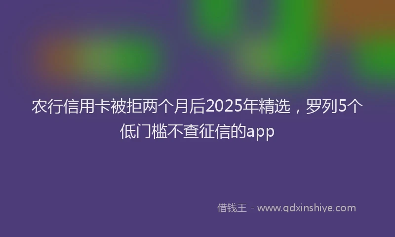 农行信用卡被拒两个月后2025年精选，罗列5个低门槛不查征信的app