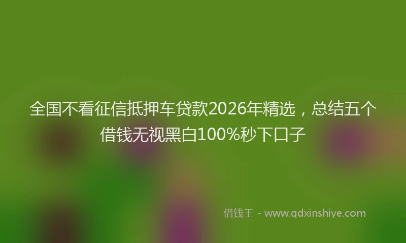 全国不看征信抵押车贷款2026年精选，总结五个借钱无视黑白100%秒下口子