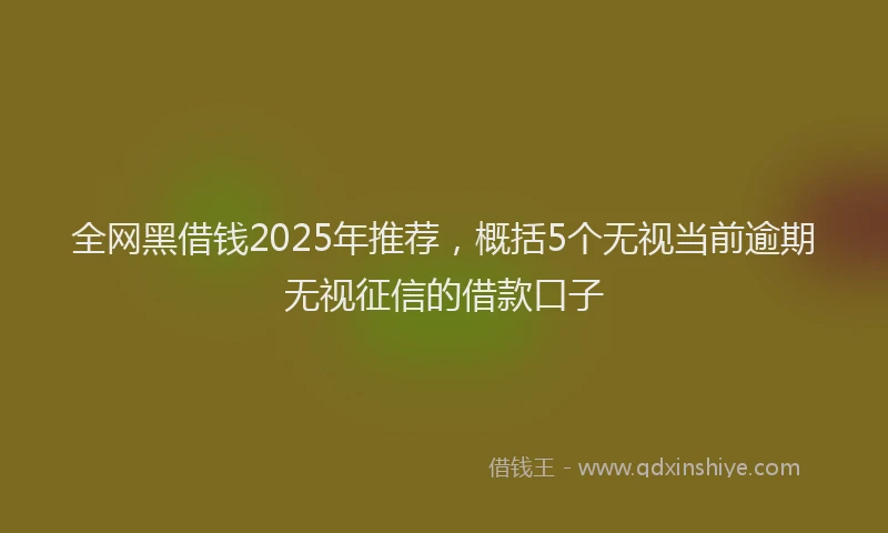 全网黑借钱2025年推荐，概括5个无视当前逾期无视征信的借款口子