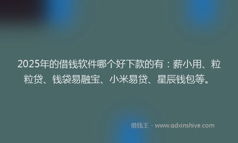 2025年的借钱软件哪个好下款的有：薪小用、粒粒贷、钱袋易融宝、小米易贷、星辰钱包等。