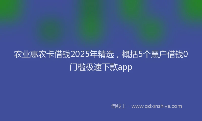 农业惠农卡借钱2025年精选,概括5个黑户借钱0门槛极速下款app