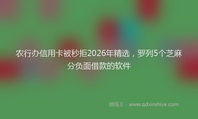 农行办信用卡被秒拒2026年精选,罗列5个芝麻分负面借款的软件